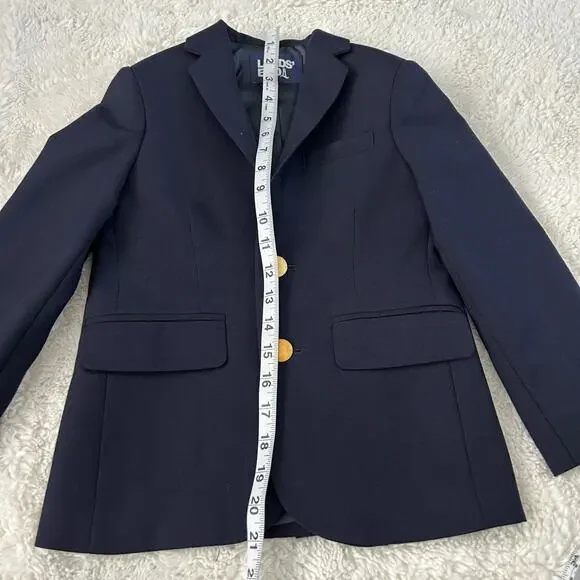 Lands End Little Boys Navy Blue 2 Button Blazer Sz 5 Wool Blend Preppy - Picture 4 of 6